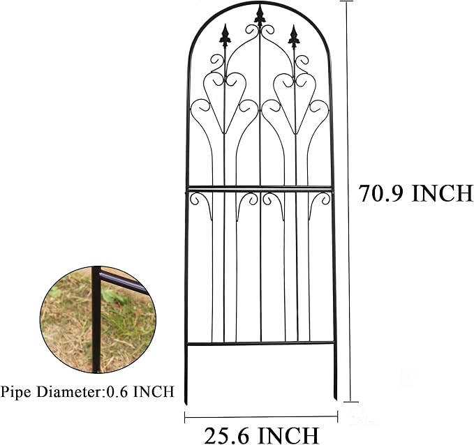 Garden Trellis 70.9" H x 25.6" W Metal Premium Quality Material Rust-Resistant Climbing Frame for Vines Flowers Elegant Garden Roses Vine Ivy Clematis Trellises Black