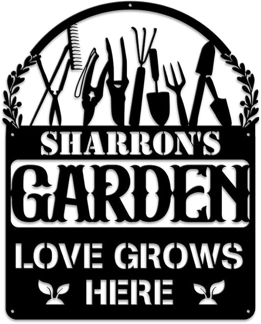 MeMate Personalized Metal Garden Signs Outdoor Decor, Custom Plaque for Women Mom Grandma, Rustic Decorations for She Shed, Potting Shed (01)