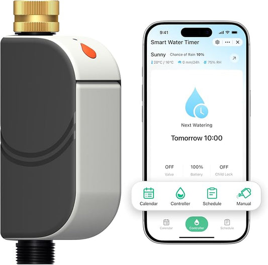 Smart Bluetooth Water Timer for Garden Hose, Heavy-Duty Brass Inlet Water Hose Timer Outdoor, Set & Forget Programmable Irrigation Controller with App, One-Button Manual Watering, IP65 Waterproof