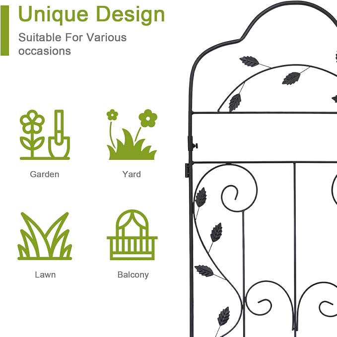 hogardeck Metal 60 * 18in Garden Trellis 2-Packs for Climbing Plants Flowers Vegetables Planting Arched Outdoor Decoration for Courtyards Lawns Gardens