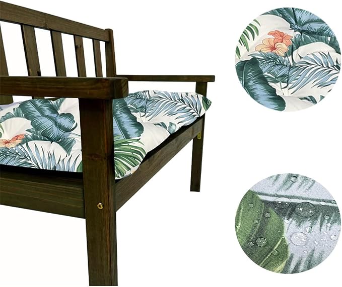 Srutirbo Indoor Outdoor Bench Cushion, Waterproof Swing Cushion Seat Chair Replacement Pads Pillow for Lounger Garden Furniture Patio Metal Wooden (Leaf, 59 * 20inch)