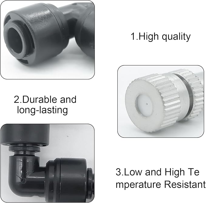 4 Pack Reptile Mister Nozzles，Reptile Misting Nozzles 1/4'', Reptile Fogger Fine Mist Nozzles for Full Water Coverage, Replacement Micro Spray Nozzles