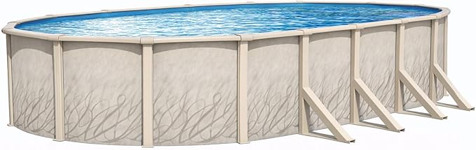 Lake Effect Pools 'Meadows' 15 ft x 24 ft Oval Above Ground Swimming Pool | 52 Inch Steel Side Walls | Kit Includes: 25 Gauge Overlap Liner & Widemouth Skimmer