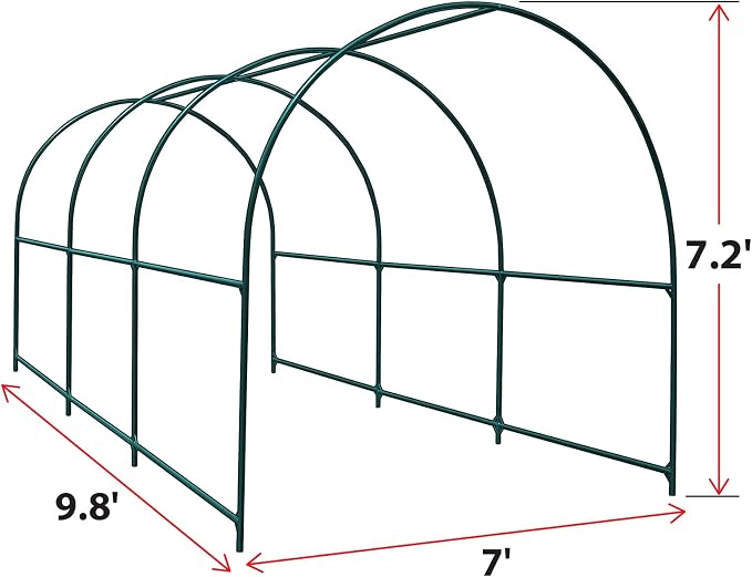 YardGrow Greenhouse Frames for Larger Hot Garden House Support Arch Frame Climbing Plants/Flowers/Vegetables Outdoor (9.8x7x7.2 FT)