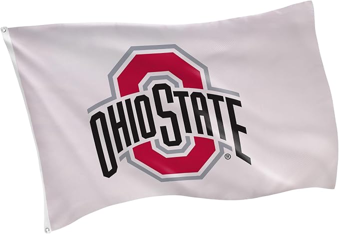 NCAA Ohio State University Flag with Grommets, 3'x5' Ohio State Buckeyes Outdoor College Flags & Banners for Garden Patio Indoor Wall Décor