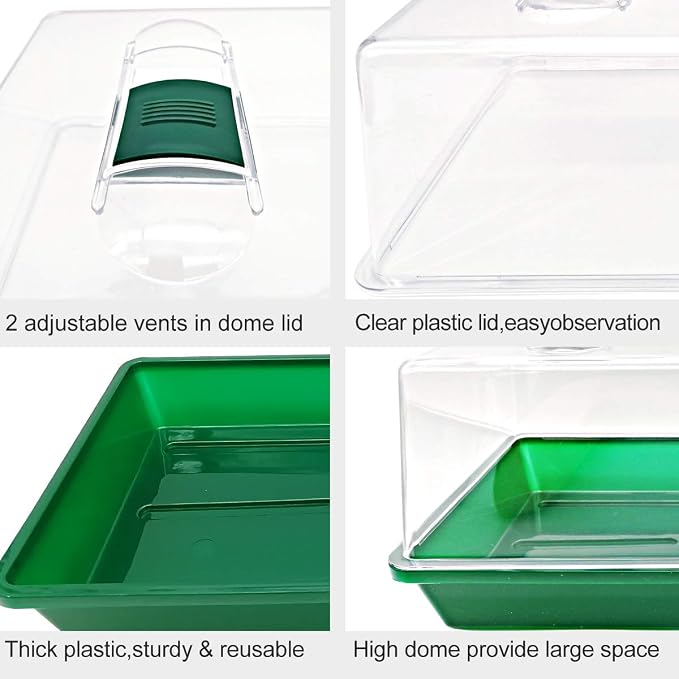 LeJoy Garden Reusable Propagator Tray Vented Dome for Seedlings & Clones | Thickened Clear Plastic, Large 15in×7.1in Space, Sturdy Germination Station For Herbs, Flowers, Indoor Mini Greenhouse