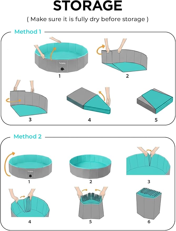 Furrybaby Foldable Dog Pool, Kiddie Pool Hard Plastic, Collapsible Pet Bath Portable Dog Swimming Pool for Pet, Dogs and Cats Grey 32'' | Collapsible rigid dog pool with non-slip PVC, durable hard plastic tub, portable indoor & outdoor use for pets and...