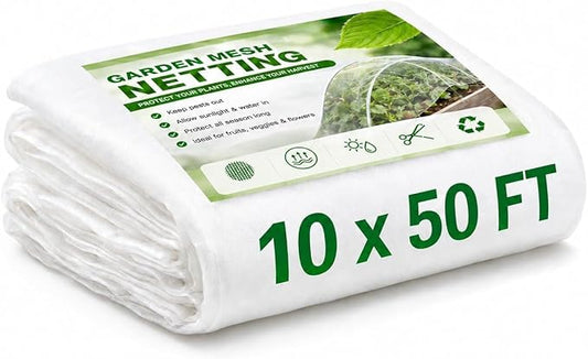 HOOPLE Garden Netting 10 FT x 50 FT, Ultra-Fine Mesh Plant Cover, Bug Netting for Garden, Insect Pest Barrier Row Cover for Vegetables, Fruits & Raised Beds, Lightweight Breathable Garden Mesh Netting