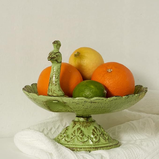 HOUYANG Cast Iron Bird Baths for Outdoors,Metal Bird Feeder,Garden Yard Table Decor | Heavy-duty material suitable for all seasons; also ideal for storing fruit, snacks, and small items indoors.
