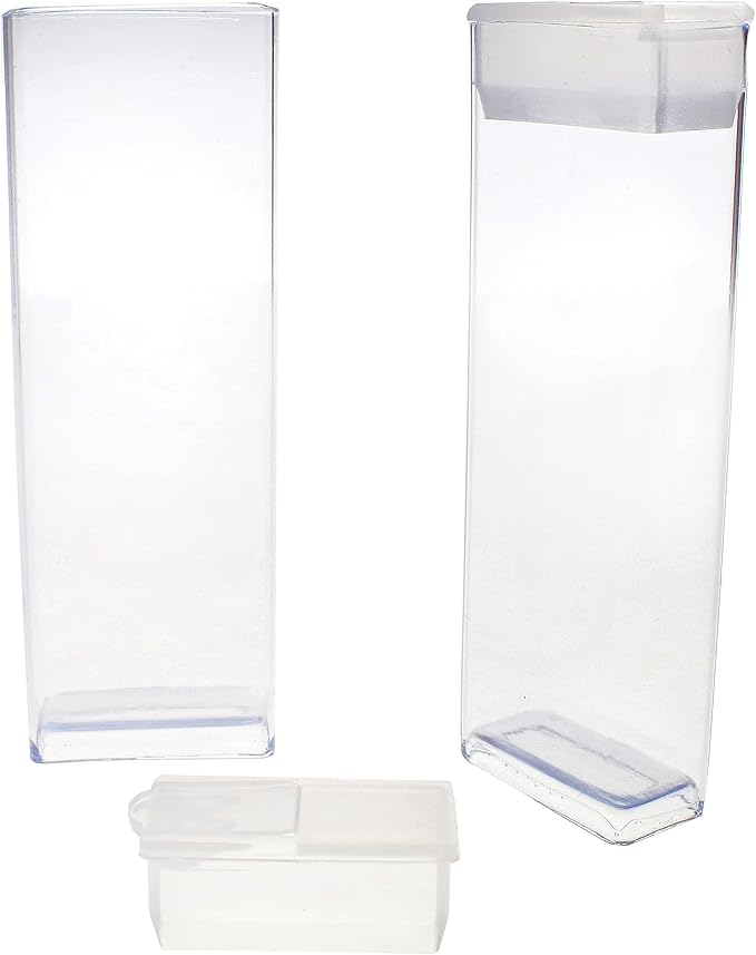 The Beadsmith Clear Plastic Boxes - Rectangle with a Flip Top Cap - 7/16” x 1” x 3” - Use for Beads, Bath Salts, Wedding & Party Favors, Home or Office Storage - Bag of 100