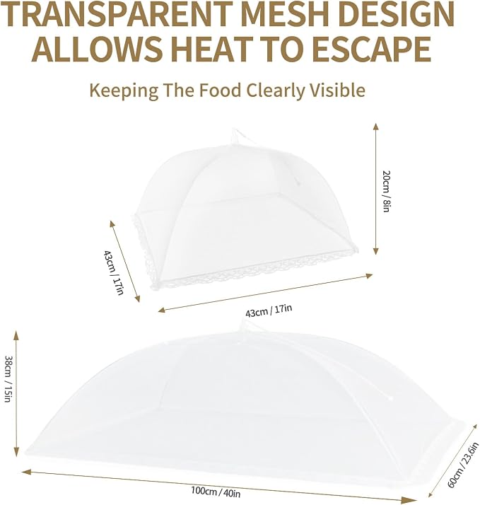 NEPAK 6 Large and Tall Food Covers, 17"x17" Food Tents Food Covers for Outdoors,Pop-up Mesh Food Covers Nets for Outside,Screen Tents,Parties Picnics, BBQ,Reusable and Collapsible