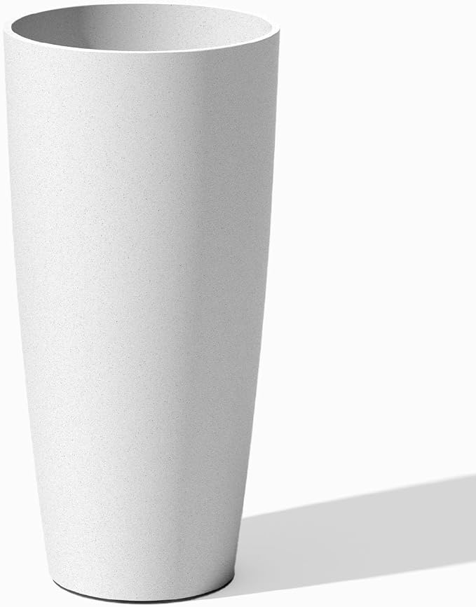 Veradek Mason Series Vega Planter - Round Tall Planter for Indoor or Outdoor Porch/Patio | Made from Plastic-Stone Composite with Drainage Holes | Modern Décor for, Flowers, Interior Plants
