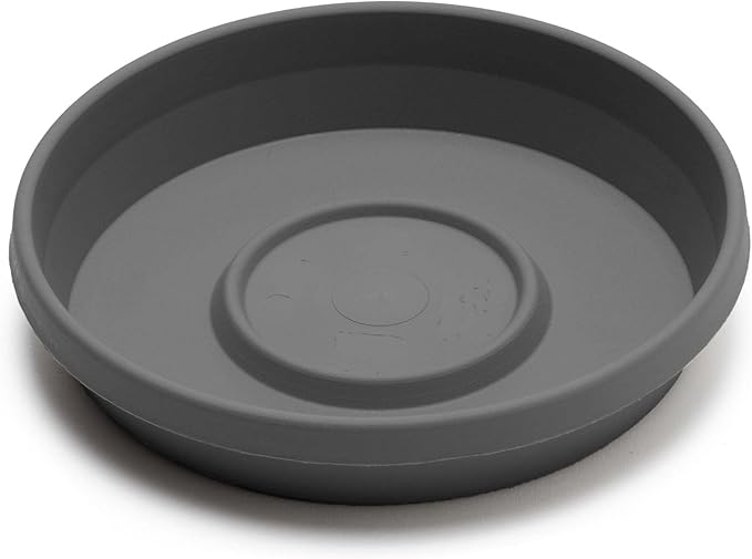 Bloem 10" Terra Round Plant Saucer, Lightweight UV-Resistant Resin Outdoor & Indoor Flower Pot Tray - Fits 10-inch Planter Pots, Charcoal Gray