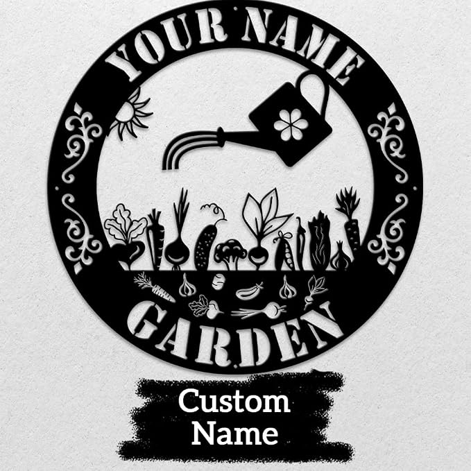 MeMate Garden Sign, Personalized Metal Signs, Garden Sign to Personalize, Large Sign for Vegetable Garden She Shed, Customized Name Wall Art for Garden Outdoor Decor, Outdoor Plaque for Mom Grandma