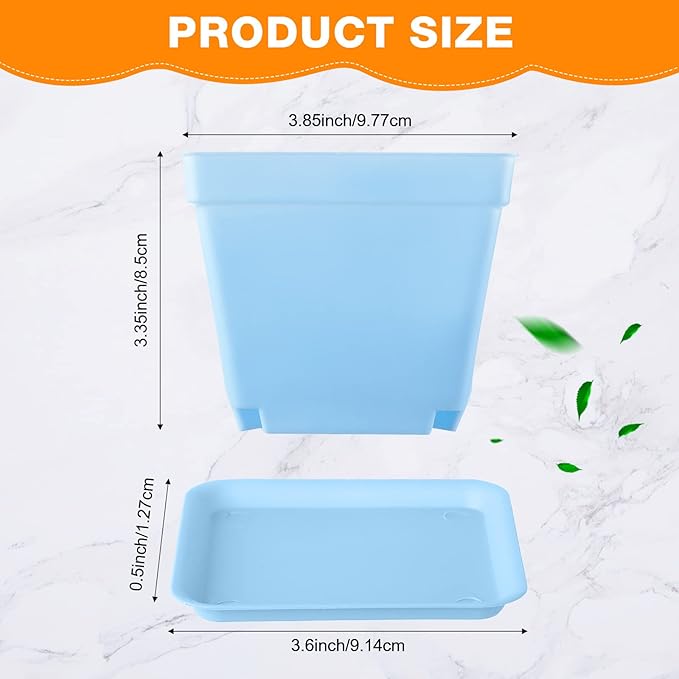 Amyhill 100 Pcs 4 Inch Flower Pots Square Plants Nursery Pot Plastic Plant Seedling Pots Small Nursery Transplanting Planter Container with Saucer for Indoor Succulent Balcony Garden (Classic Color)