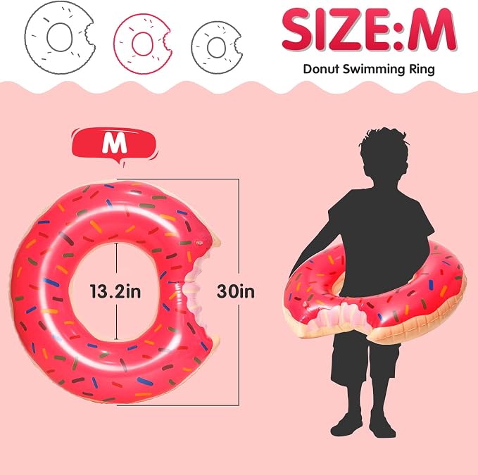 DMAR Donut Pool Float - Donut Tube & Ring for Beach & Pool