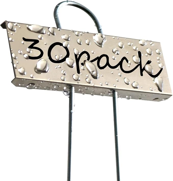 Plant Labels Metal 304 Stainless Steel Garden Plant Markers Weatherproof Garden Stake Tag Plant Tags with Pen for Outdoor Seedling Flower Herb Vegetable Greenhouse(30 Pack) (Stainless Steel)