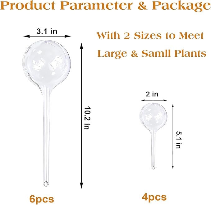 Plant Automatic Watering Devices, Clear Plastic Self-Watering Bulbs Flower Automatic Watering Device While Away Garden Waterer for Plant Indoor Outdoor