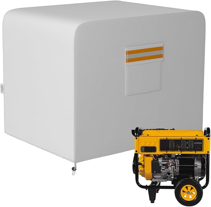 EVRBUL Generator Cover, 38”L x 28”W x 30”H Heavy Duty Waterproof 420D All-Weather Generator Cover with Storage Pocket Compatible with Most Generators 5500-15000 Watt (Gray)