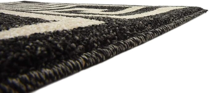 Unique Loom Athens Collection Classic Geometric Modern Border Design Area Rug (2' 7 x 10' 0 Runner, Black/ Beige)