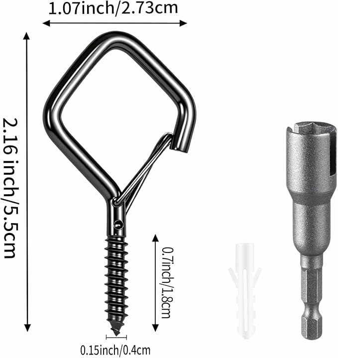 102 PCS Metal Black Eye Screw Hooks for Hanging Heavy Duty.Windproof Ceiling Hooks for Hanging Plants,Cup,Wind Chime,Bird Feeders,Christmas String Lights at Indoor&Outdoor 2.2 Inch