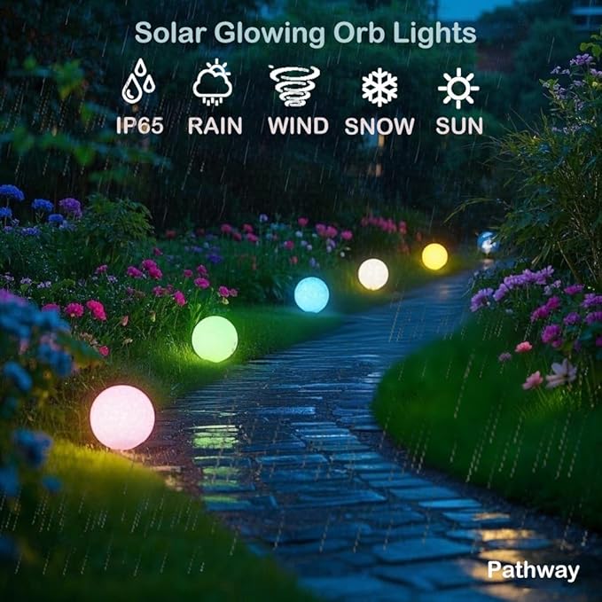 12 inch Solar Globe Light Outdoor Waterproof, Solar Ball for Garden | IP65 Waterproof 16 RGB Color Ball Light Outdoor w/Ground Stake, Solar Orbs for Outside w/Remote, for Patio Yard Lawn Backyard