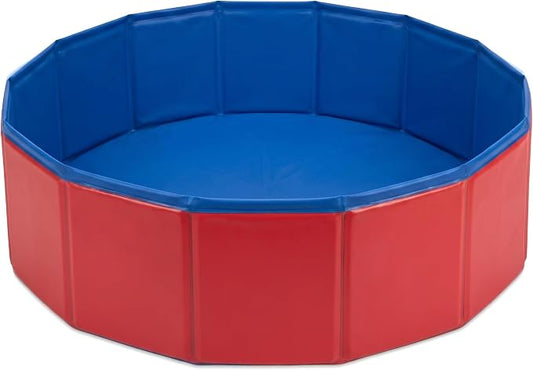 Foldable Dog Pool, 12 x 4 Inch Collapsible Pet Tub | Portable Hard Plastic Shell Wading Pool for Small Dogs, Cats, Puppies, Indoor Outdoor Bathing, Cooling & Easy Storage