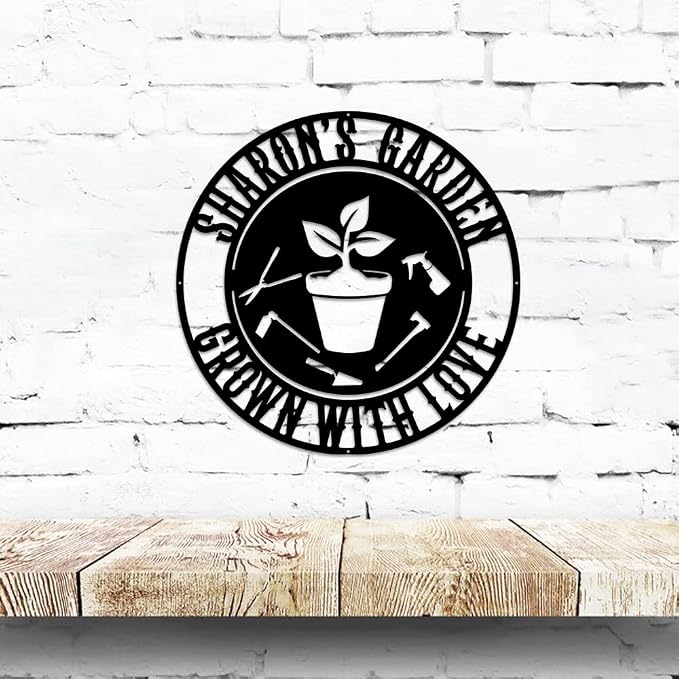 MeMate Metal Garden Sign Outdoor Decor, Personalized Outdoor Metal Signs, Custom Garden Plaques for Women Mom Grandma, Rustic Decorations for Potting Shed, She Shed