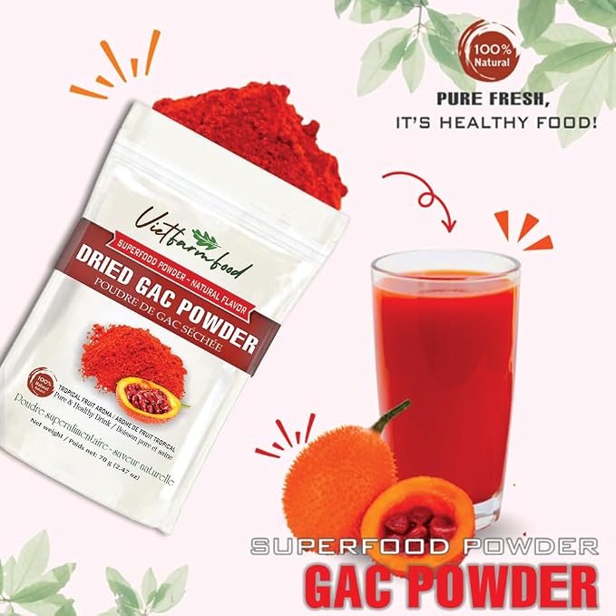 GAC POWDER 2.47 oz (70g) VIETFARMFOOD: Pure freeze-dried vegetable powder, made from real vegetables with no added sugar - Perfect for daily nutrition to keep your body full of vitality