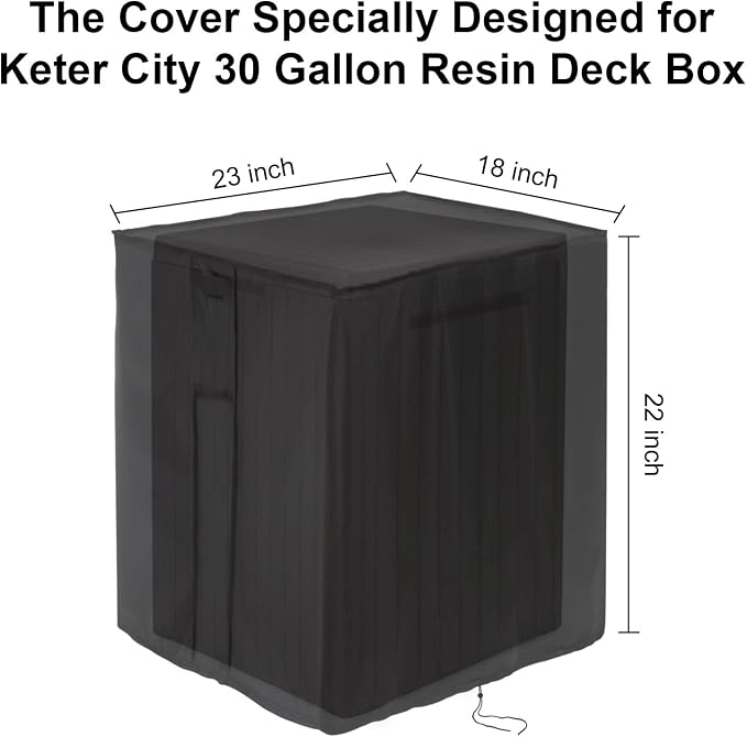 Outdoor Storage Box Cover for Keter City 30 Gallon Resin Deck Box(Only Cover), Waterproof Patio Storage Box Covers -23 x 18 x 22 Inch