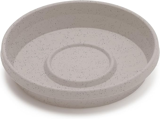 Bloem Terra 16" Round Plastic Plant Saucer, Lightweight UV-Resistant Indoor/Outdoor Flower Pot Tray - Fits 16-inch Planter Pots, Vanilla Bean, 2-Pack