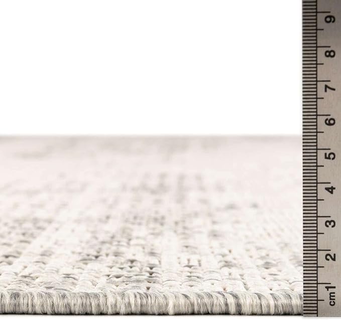 Unique Loom Outdoor Modern Collection Area Rug - Cartago (10' Square, Gray/ Ivory)