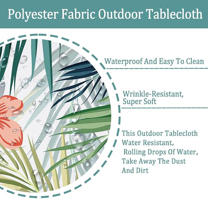 Oval Outdoor Tablecloth with Umbrella Hole and Zipper, Patio Table Covers for Spring/Summer, Machine Washable Outdoor Party/Picnic Oval Table Cloth