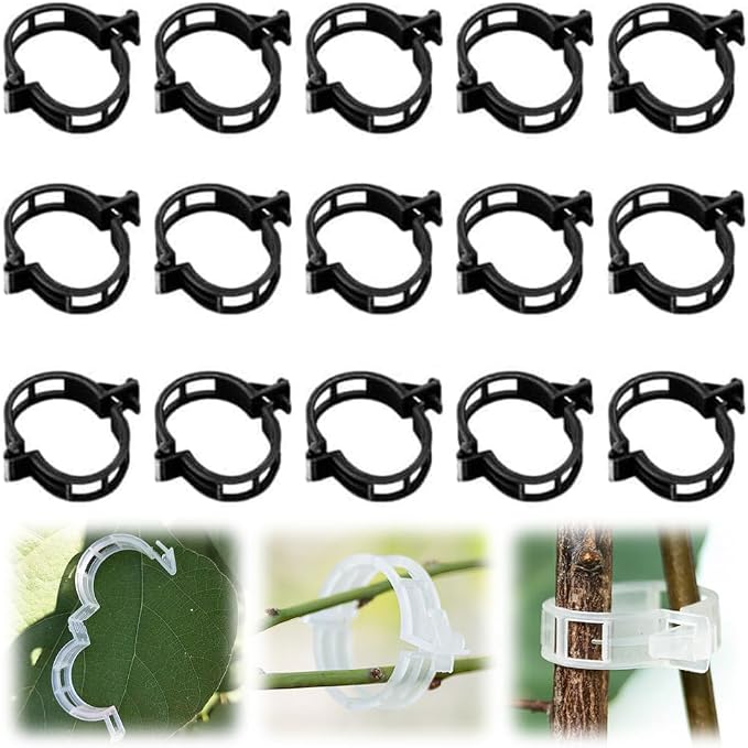 Secured Plastic Plant Clip, 2026 Upgraded Plant Support Clips Reusable Garden Clips, Plant Support Clips Garden Climbing Vines Fixing Clip Trellis Clips Climbing Tomato Clips (Black, 300pcs)