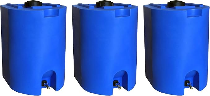 WaterPrepared 3 Pack Water Tank, Rain Barrel Storage, Stackable Drum, 55 Gallon