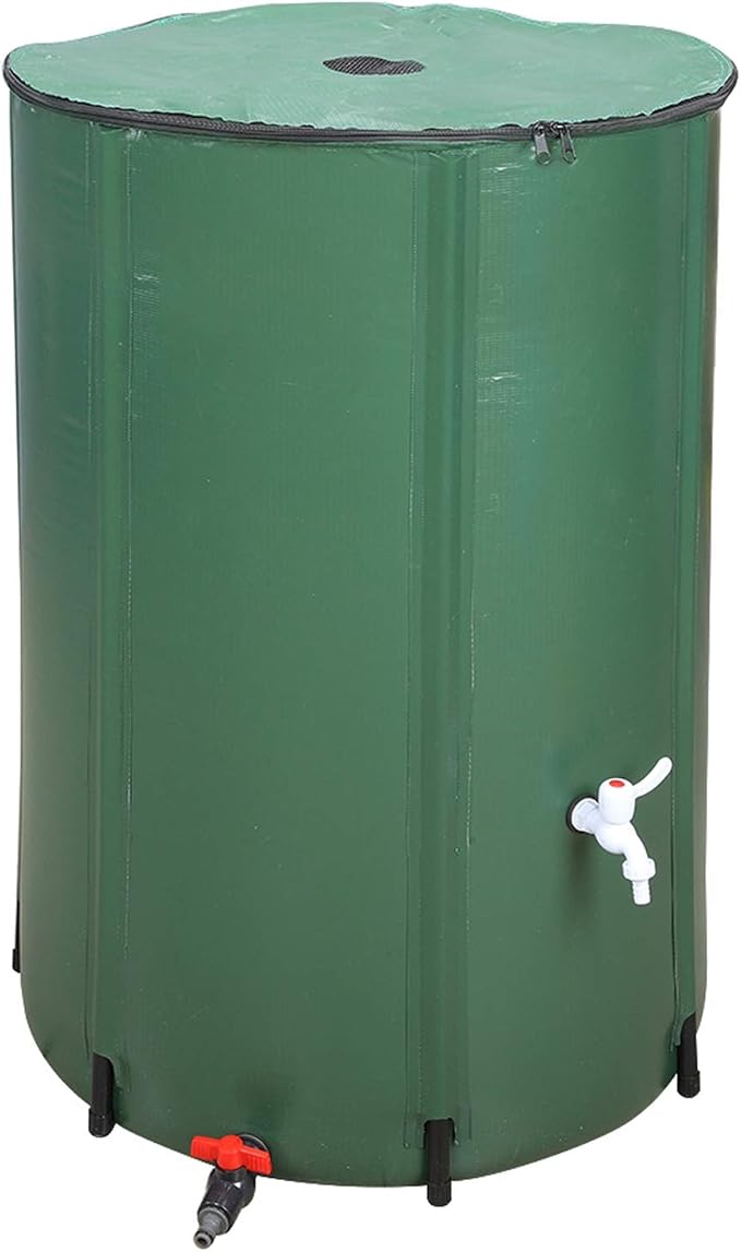 Outvita 100 Gallon Collapsible Rain Barrel, Garden Water Storage Tank, Portable Folding Rainwater Collector, Water Catcher with Filter Overflow Kit Faucet Green