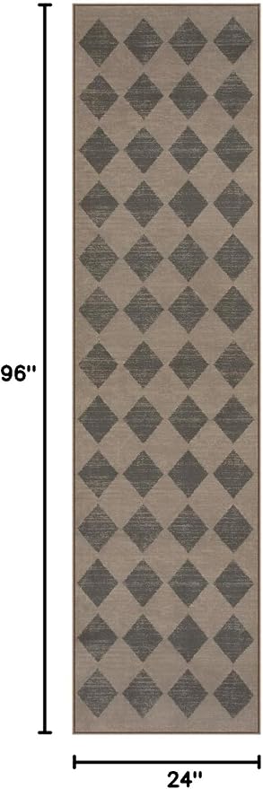 Lahome Zelie Checkered Washable 2x8 Brown Runners for Hallways Non Slip, Ultra-Thin Kitchen Bathroom Runner Rugs, Moroccan Trellis Throw Carpet Runner for Bedroom Entryway Decor (2'x8',Brown)