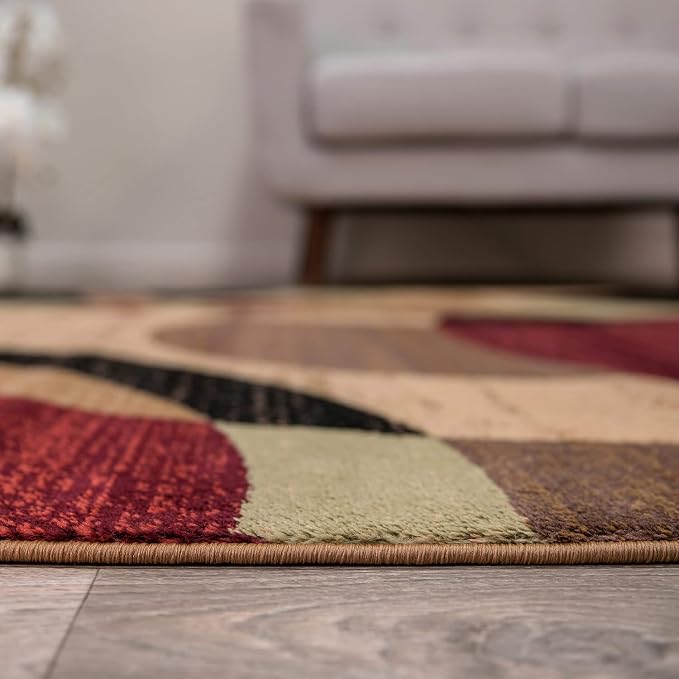 Rugshop Abstract Circles Contemporary High Traffic Area Rug Multi 3'3" x 5' | Rectangular, Size 3'3" x 5', Living Room, Bedroom, Dining Room, Home Office, Kitchen, Entryway, Hallway, Nursery, Kids Room