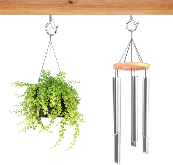 FSAH 24 PCS Q-Hanger Hooks, Screw Hooks for Outdoor String Lights, Safety Buckle Design Cup Eye Hook for Hanging Christmas Lights, Plants, Mounted on Wall Ceiling, Include 1 Wing Nut Driver, Silver