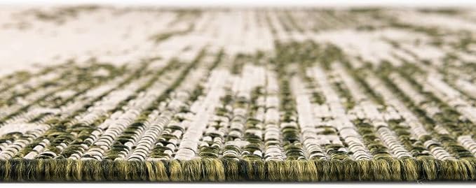 Unique Loom Outdoor Modern Collection Area Rug - Cartago (10' x 14' 1" Rectangle, Green/ Ivory)