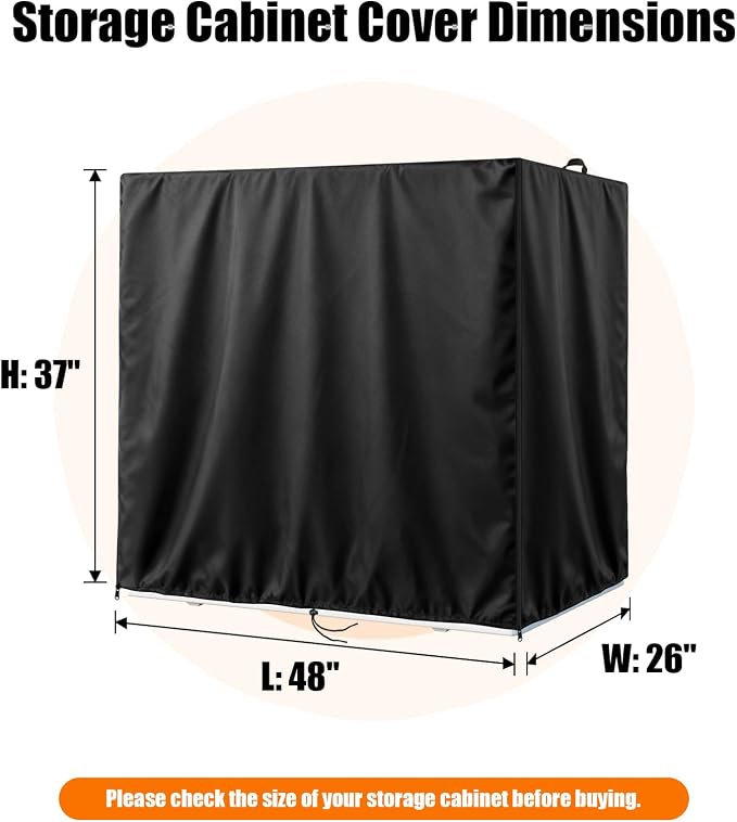 Kasla Storage Cabinet Cover, Outdoor Chest Storage Waterproof Cover, Weatherproof Cabinets Covers for Kitchen Patio Garden Backyard (48"L×26"W×37"H)