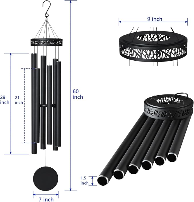 60" Extra Large Wind Chimes for Outside Deep Tone, Sympathy Gifts Memorial Wind Chimes Outdoor Clearance, Church Chime for Garden,Yard,Patio & Lawn