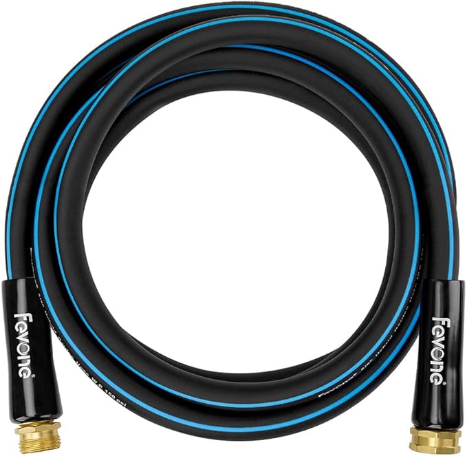 FEVONE Kink Free Garden Hose 12 ft, Heavy Duty Water Hose | Flexible Lightweight, Hybrid Polymer, 5/8 ID, 600 PSI, Leak-Proof, Solid Brass 3/4 GHT Connectors