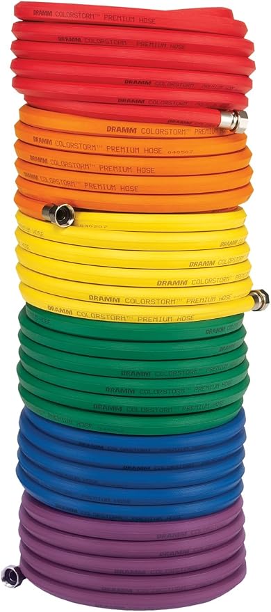 Dramm ColorStorm Premium Rubber Garden Hose – 50 ft Heavy Duty 5/8" Water Hose – Kink Resistant, Crush-Proof Nickel-Plated Couplings – Made in USA - Orange