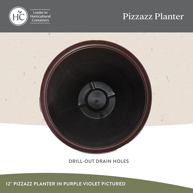 The HC Companies 9 Inch Pizzazz Round Planter Pots with Ceramic Look, Lightweight UV-Resistant Plastic Indoor & Outdoor Planters, 2-Pack Flower Pots for Garden & Home Decor, Admiral Blue