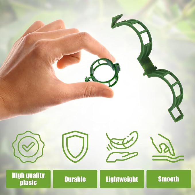50Pcs Secured Plastic Plant Clip, 2026 Upgrade Plant Support Clips Reusable Garden Clips, Garden Clips for Climbing Plants Tomato Grape Vine Vegetables Plant Fixing Clips (200, Green)