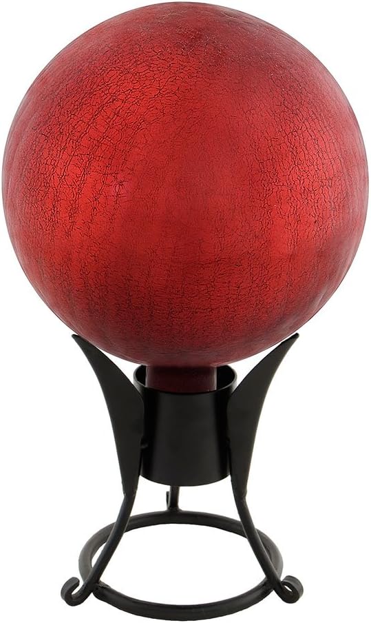Achla Designs 10-Inch Crackle Gazing Globe Ball, Red
