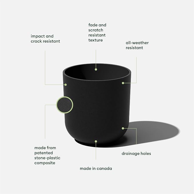 Veradek Mason Series Lima Planter - Round Planter for Indoor or Outdoor Porch/Garden | Made from Plastic-Stone Composite with Drainage Holes | Modern Décor for Succulents, Flowers, Small Plants