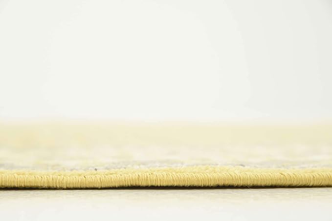 Unique Loom Williamsburg Collection Traditional Border with Dotted Center Area Rug, Round 5' 1" x 5' 1", Yellow/Beige