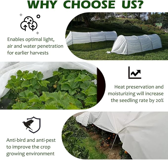 Plant Freeze Protection Cover, 10x30ft Frost Cloth Winter Garden Blanket, Floating Row Cover for Cold Weather and Shade, Perfect for Outdoor Vegetables, Trees, Greenhouse
